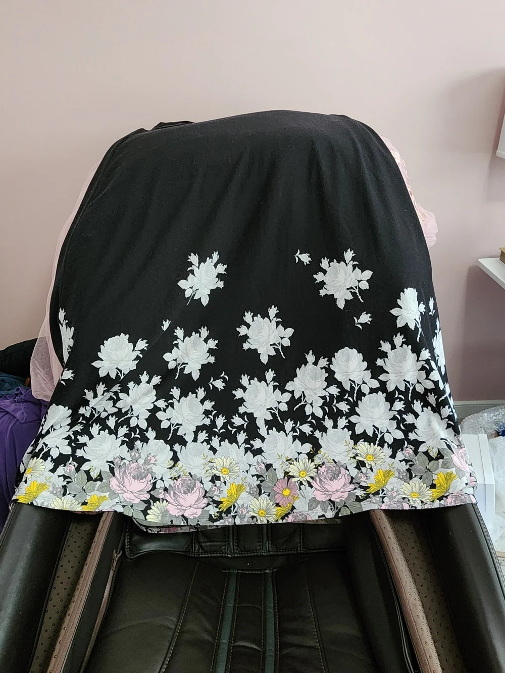 LuLaRoe Black Maxi Skirt with Pink and Gold Floral Border